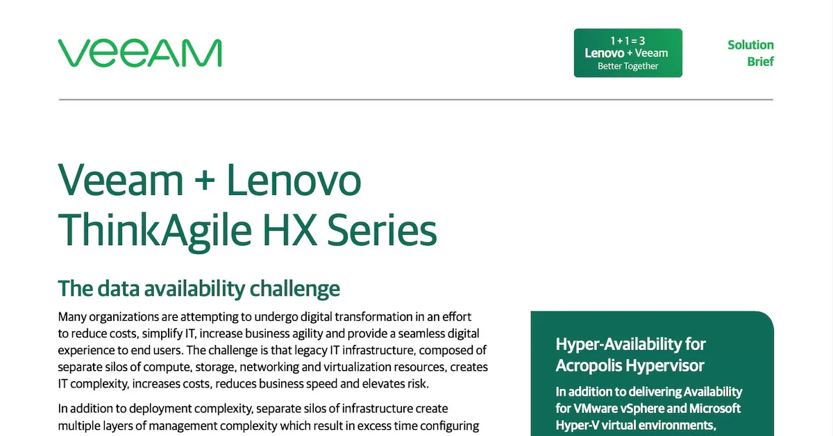 Veeam + Lenovo ThinkAgile HX Series