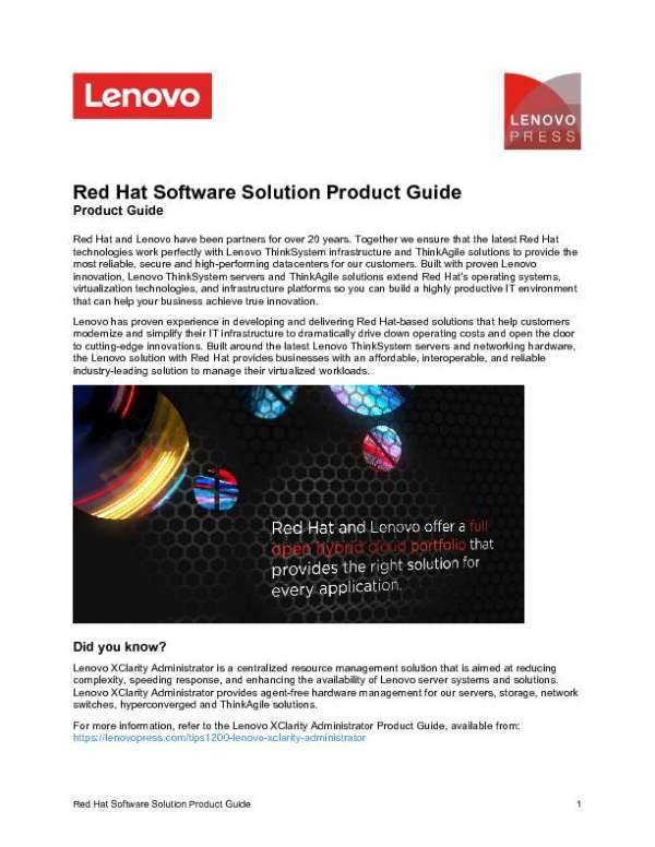  Red Hat Software Solution Product Guide