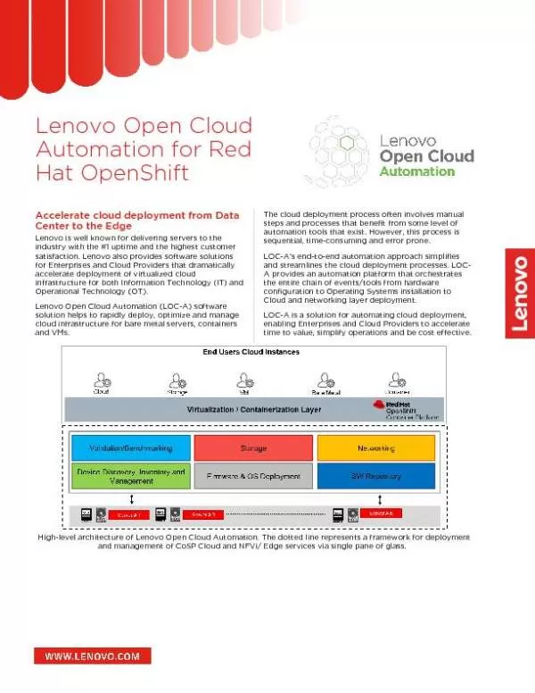 Lenovo Open Cloud Automation for Red Hat OpenShift