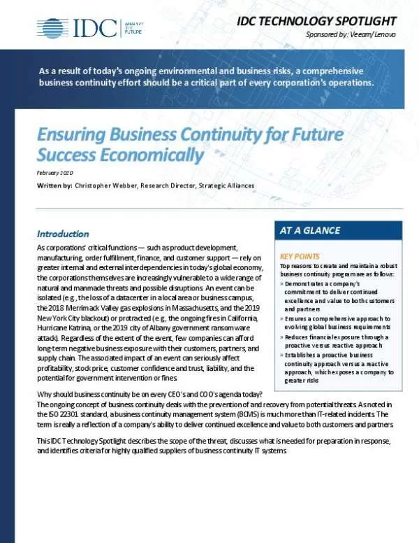 Ensuring Business Continuity for Future Success Economically