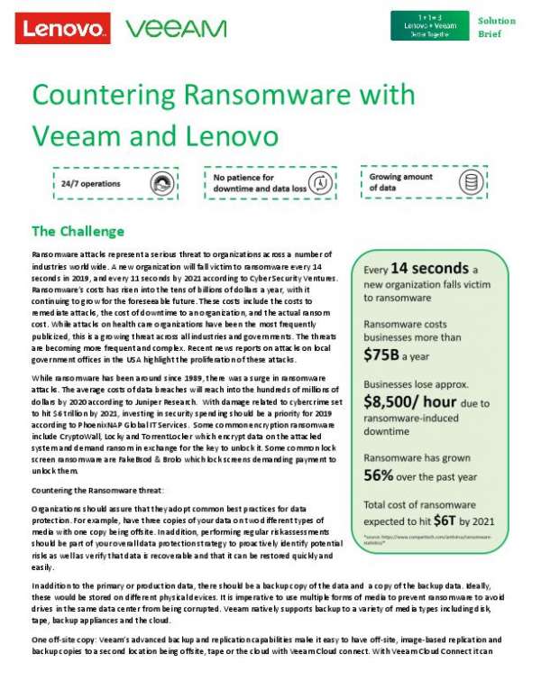 Countering Ransomware with Veeam and Lenovo