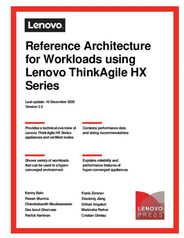 Reference Architecture for Workloads Using Lenovo ThinkAgile HX Series