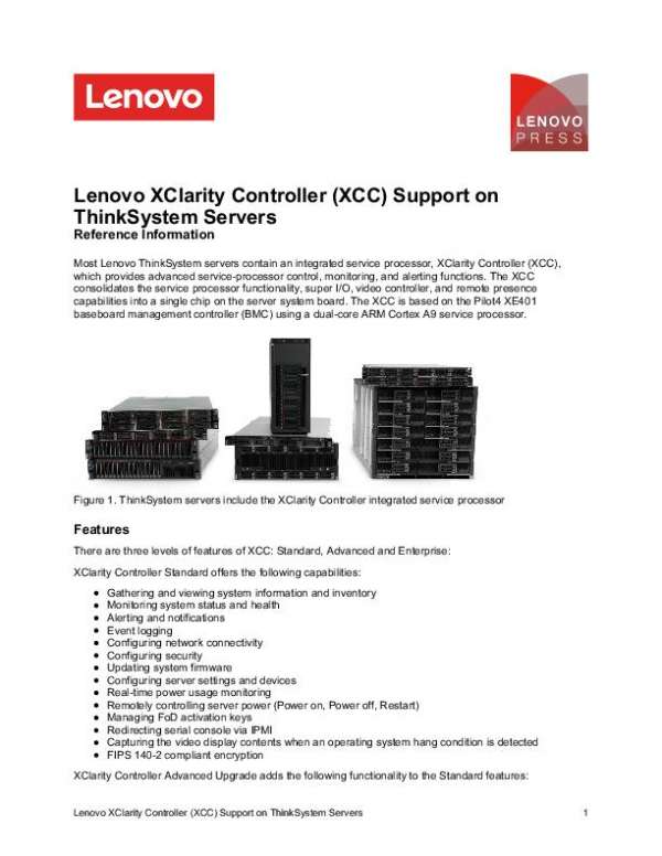 Lenovo XClarity Controller (XCC) Support on ThinkSystem Servers