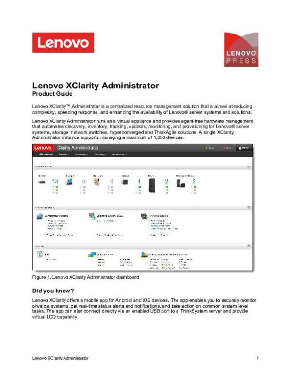 Lenovo XClarity Administrator Product Guide