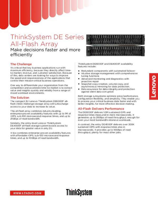 ThinkSystem DE Series All-Flash Array
