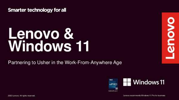 Lenovo & Windows 11: Partnering to Usher in the Work-From-Anywhere Age