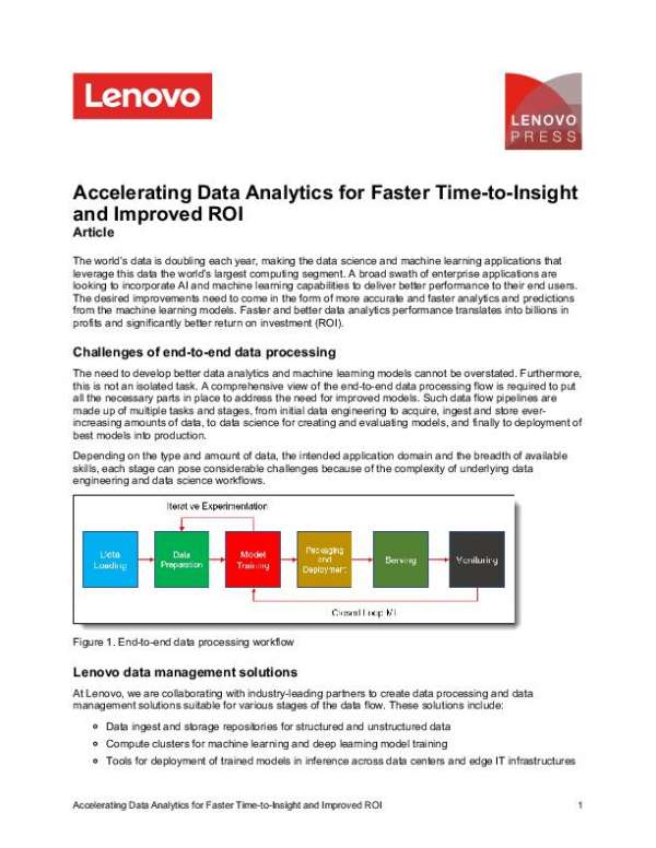 Accelerating Data Analytics for Faster Time-to-Insight and Improved ROI