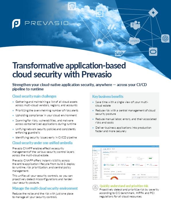Transformative application-based cloud security with Prevasio