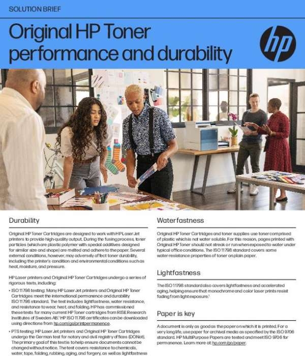 Original HP Toner performance and durability