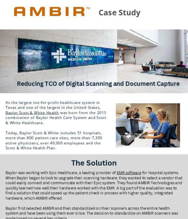 Reducing TCO of Digital Scanning and Document Capture with Ambir scanners