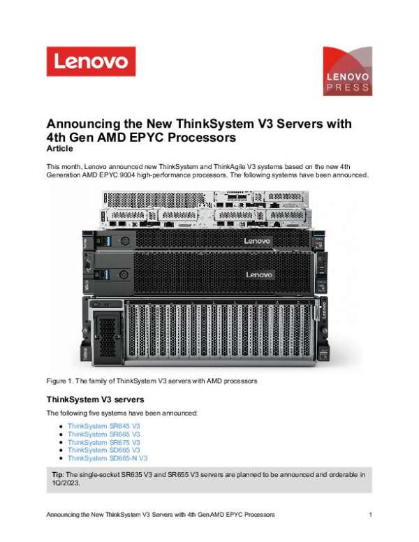 Announcing the New ThinkSystem V3 Servers with 4th Gen AMD EPYC™ Processors