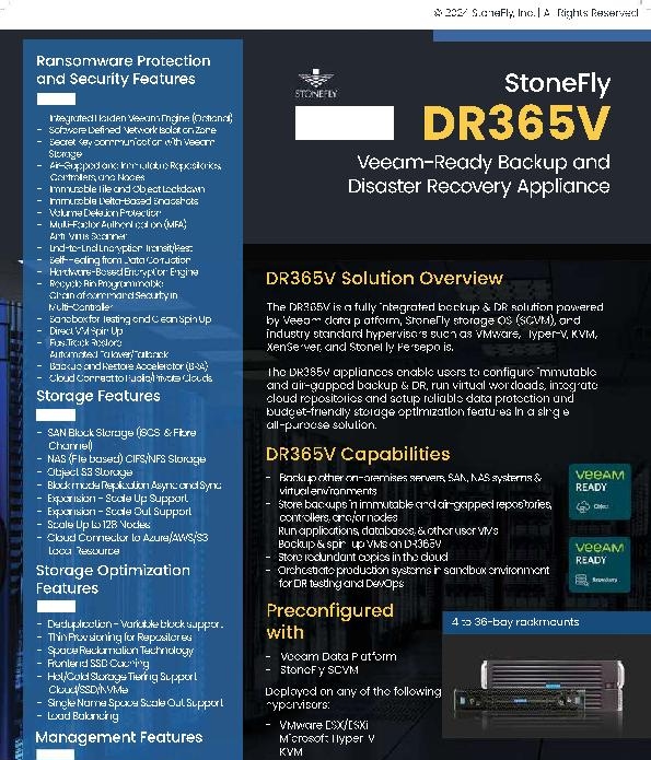 DR365V Veeam-Ready Backup and Disaster Recovery Appliance by StoneFly