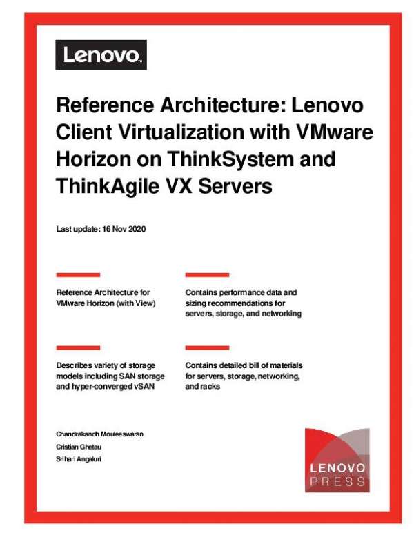 Reference Architecture: Lenovo Client Virtualization With VMware Horizon on ThinkSystem and ThinkAgile VX Servers