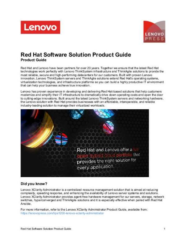 Red Hat Software Solution Product Guide