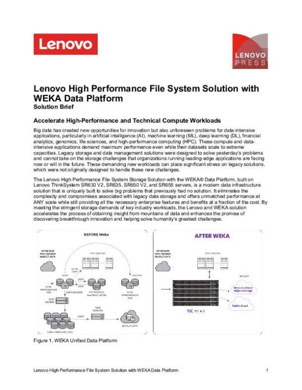 Lenovo High Performance File System Solution with WEKA Data Platform