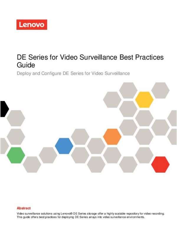 Lenovo DE Series Video Surveillance Best Practices