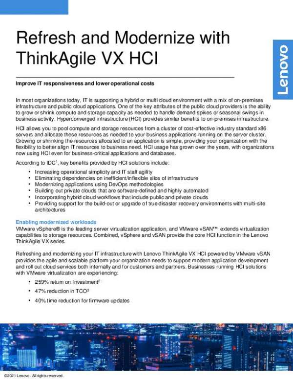 Refresh and Modernize with ThinkAgile VX HCI