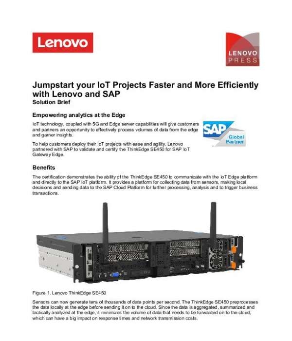 Jumpstart your IoT Projects Faster and More Efficiently with Lenovo and SAP