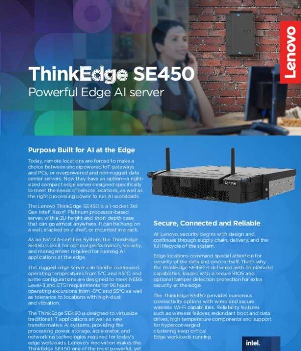  ThinkEdge SE450 Powerful Edge AI server