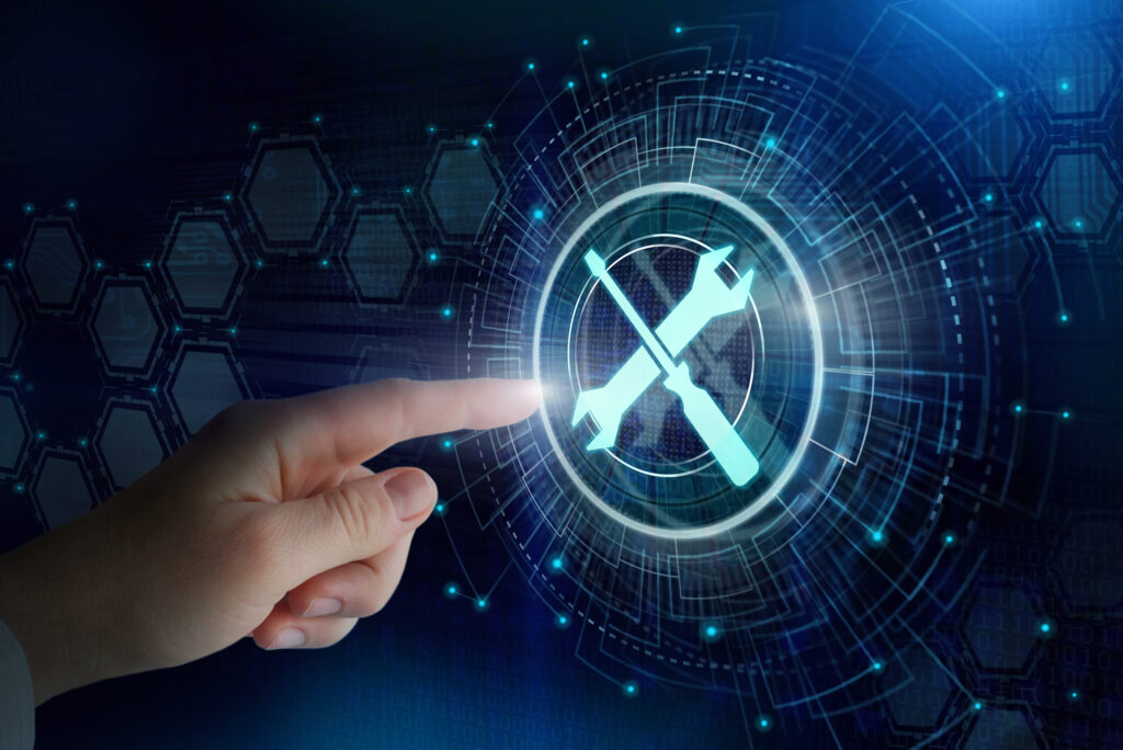 Tech Hero IT services and maintenance solutions with digital network background.