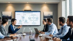 Business professionals strategizing disaster recovery plans to ensure operational continuity
