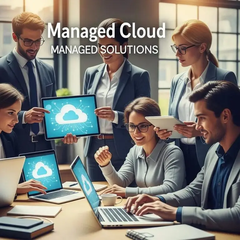 Collaborative team working on managed cloud solutions and enterprise cloud infrastructure optimization.